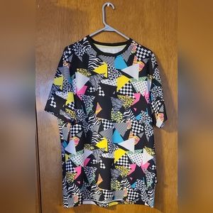 Encrypted Brand Geometric Stripe Check Animal Print Graphic T-Shirt, 2XL